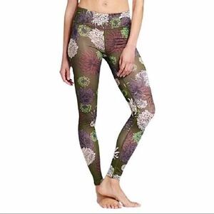 Joy Lab Olive Green Floral Athletic Leggings Size M